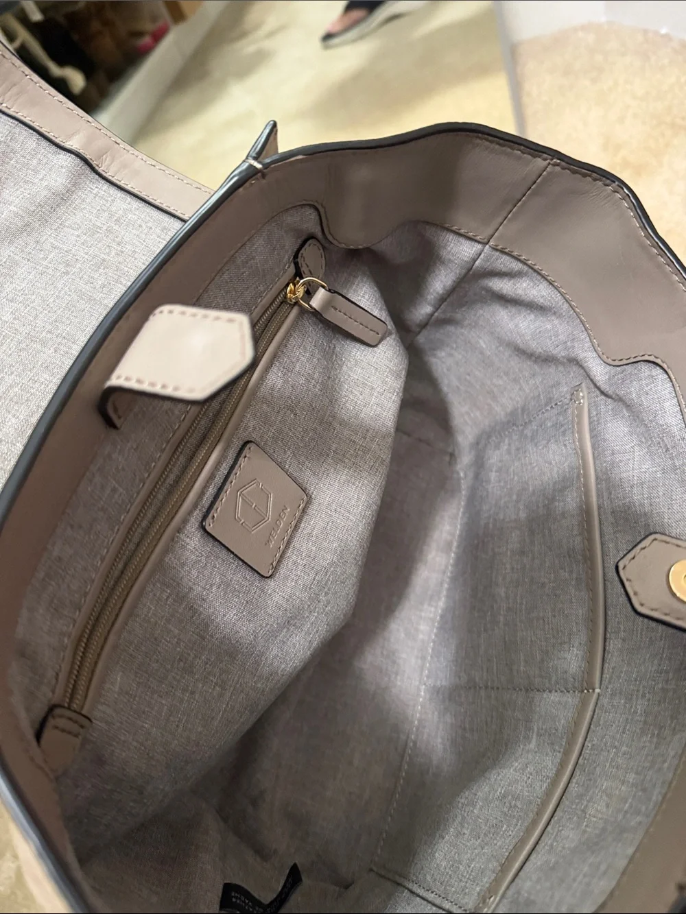 Welden Taupe Geometric Top-Handle Women's Satchel